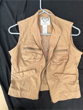 Women's Tan Cotton Utility Vest